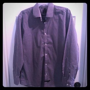 English Laundry Mens Purple Blue Plaid Button Down